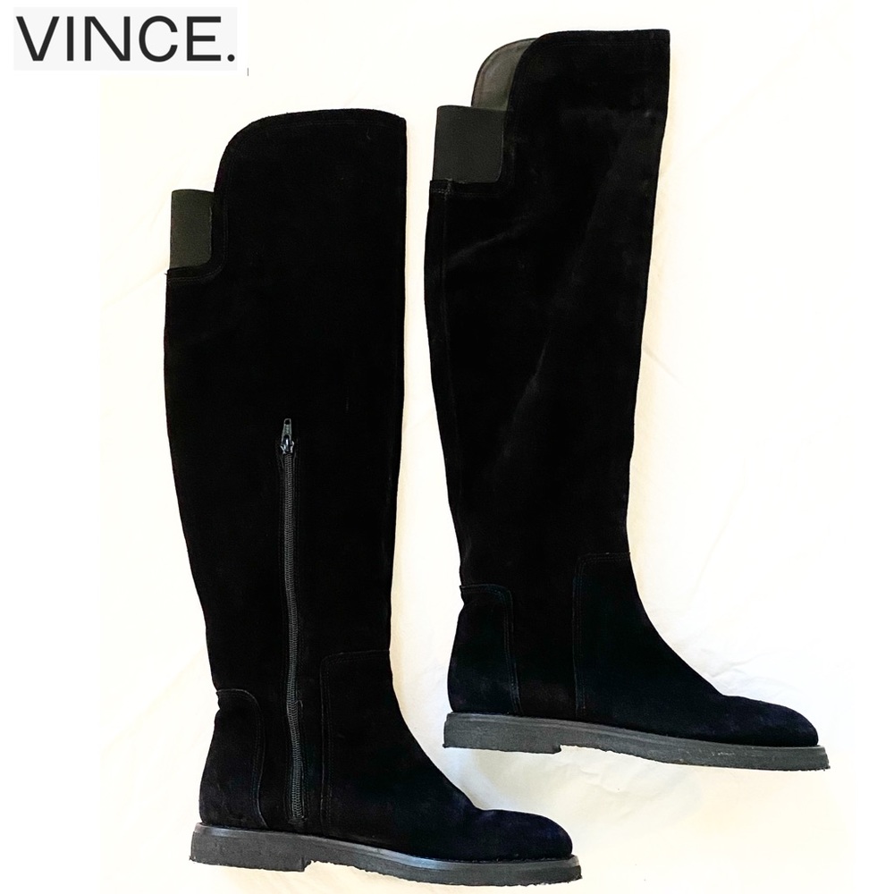 Vince Knee High Black Suede Boots Sz. 9.5